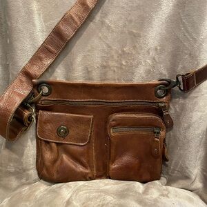 Roots Brown Leather village bag
